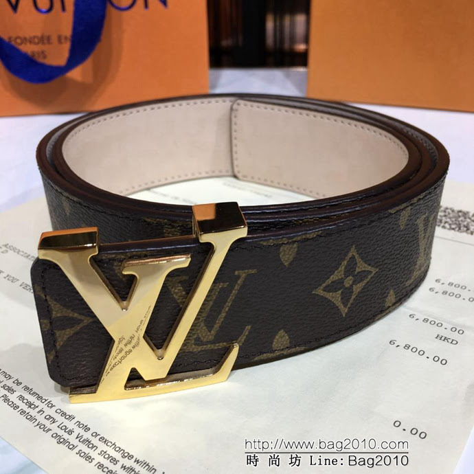 路易威登LV 新款 LV INITIALS MONOGRAM 腰帶 金色LV首字母帶扣 休閒百搭 男士皮帶  xfp1115